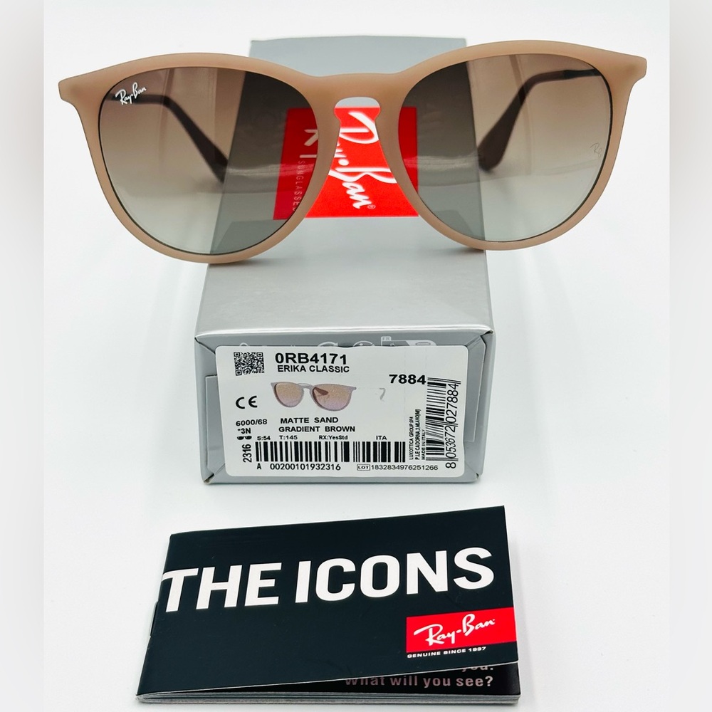 Ray-Ban Erika Classic Sunglasses RB4171 54mm Matte Sand w/ Gradient Brown Lens - Picture 6 of 9